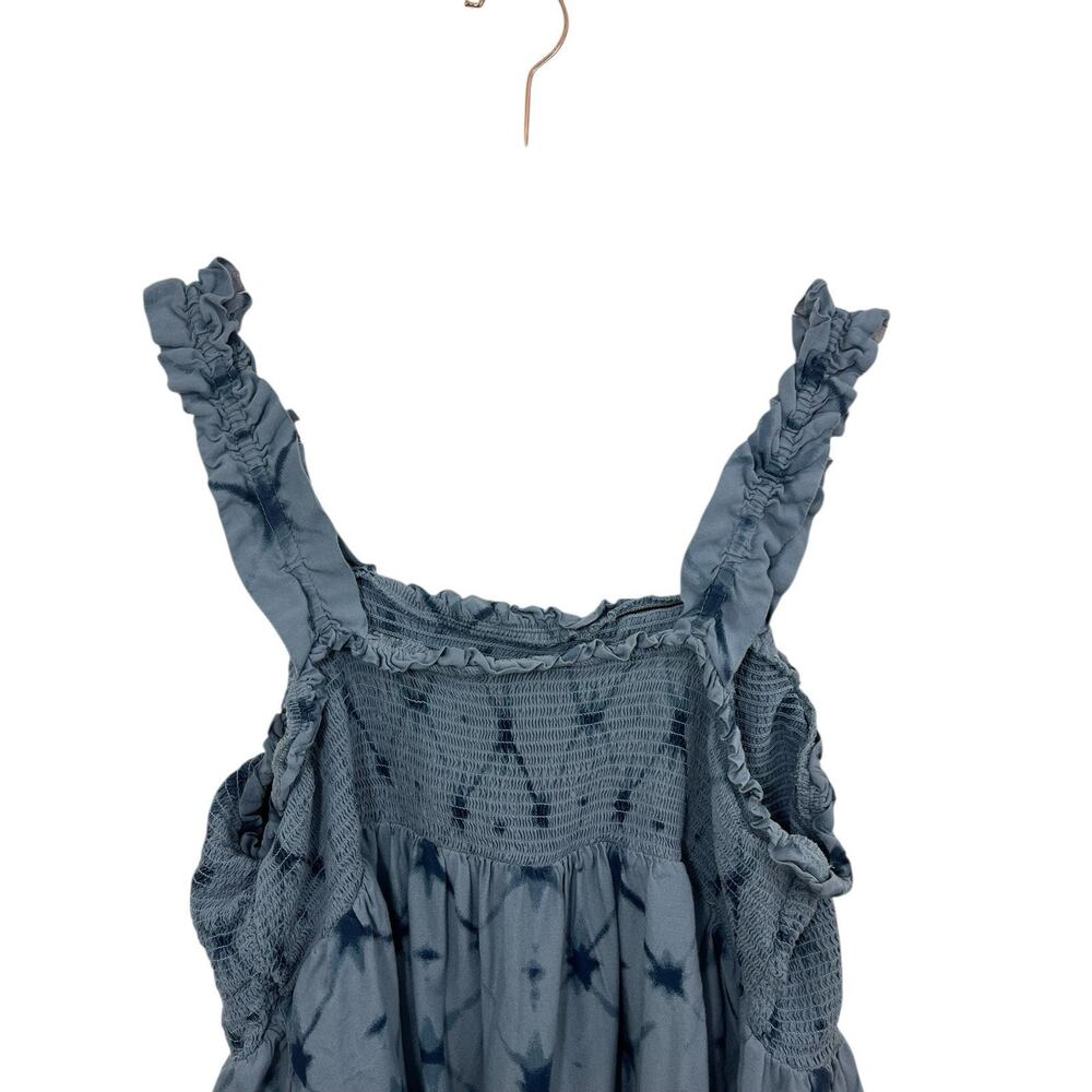 Sonoma Babydoll Top Women's 1X Tank Festival Blue Tie Dye Smocked Ruffle Y2K - Picture 8 of 8